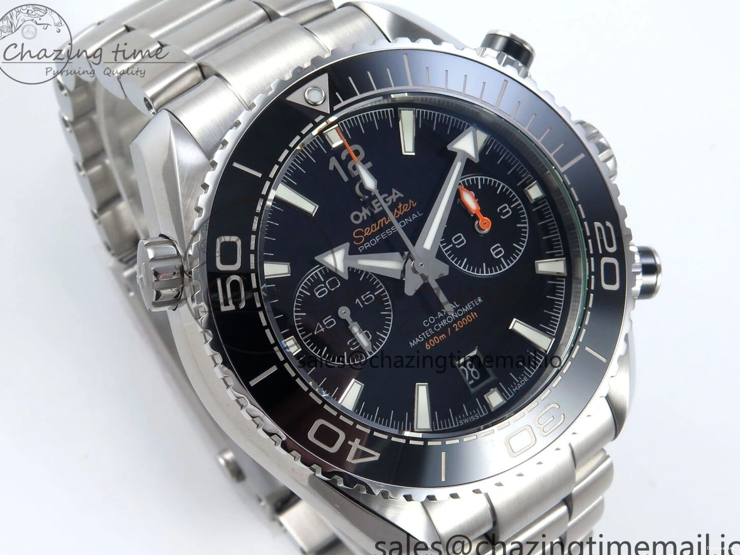 0125 FreshLook Planet Ocean Master Chronometer 600M 45.5mm SS SCF 1:1 Best Edition Black Bezel Black Dial on SS Bracelet A9900 Super Clone 7675